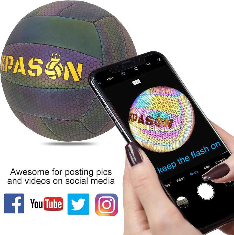 KPASON Volleyballs, Holographic Glowing Volleyball Official Size 5, Indoor Outdoor Beach Volleyball Ball for Men Women - Image 3